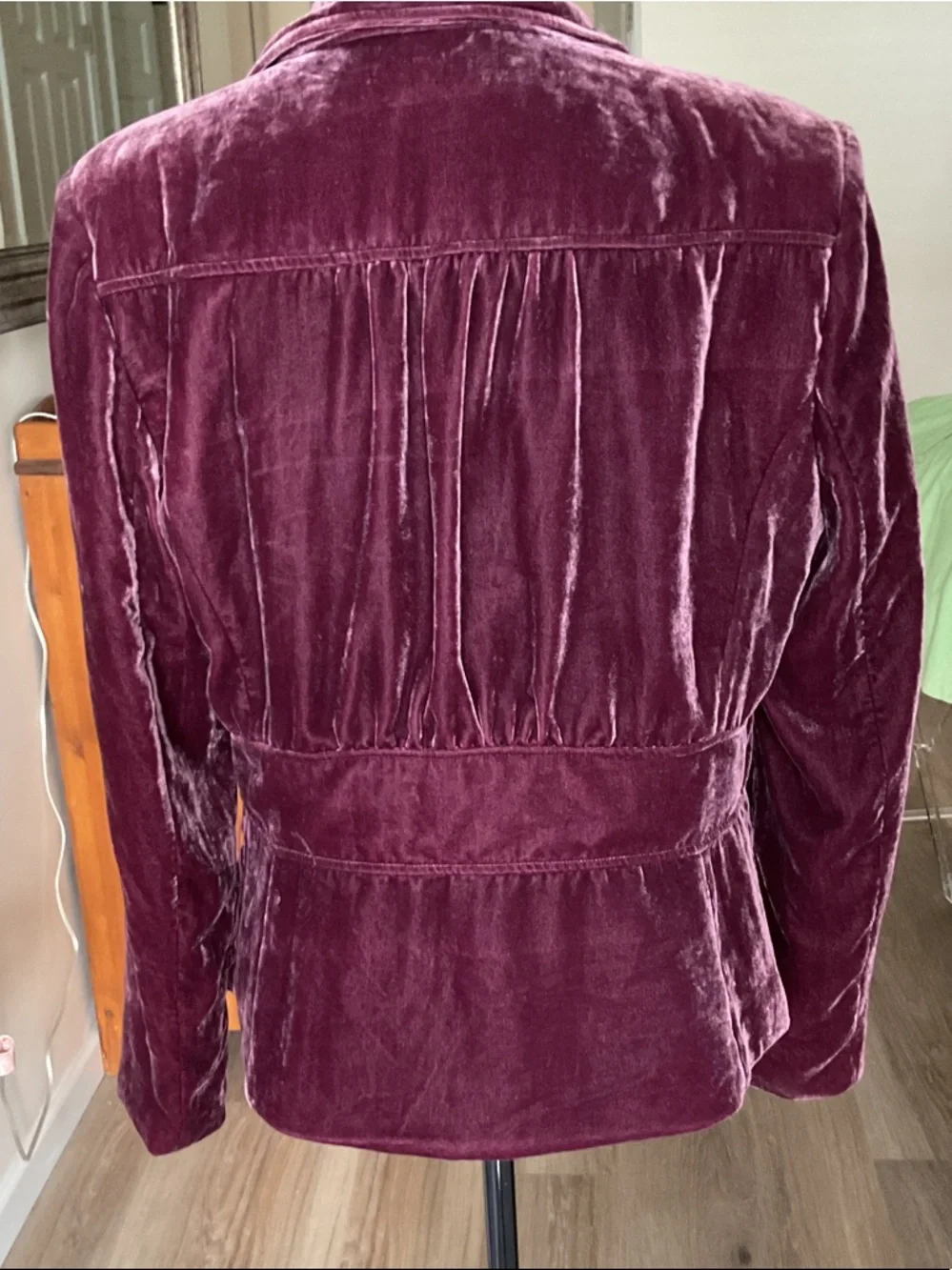 Apostrophe Velvet Blazer Jacket - Burgundy - Picture 3 of 5